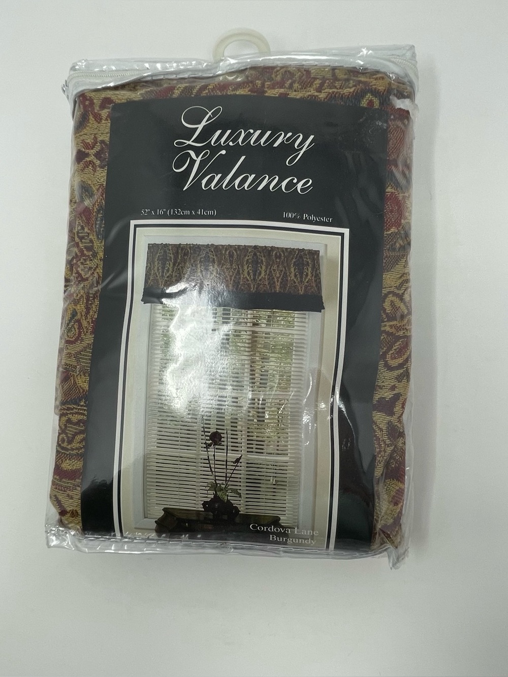 Cordova Lane Burgundy Luxury Window Valance 52" x 16" Velvet and Fringe Trim